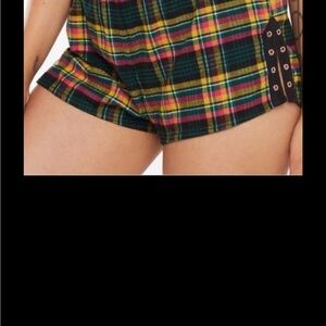 All Tied Up Savage X Fenty Plaid Pajama Shorts - Green and Pink
